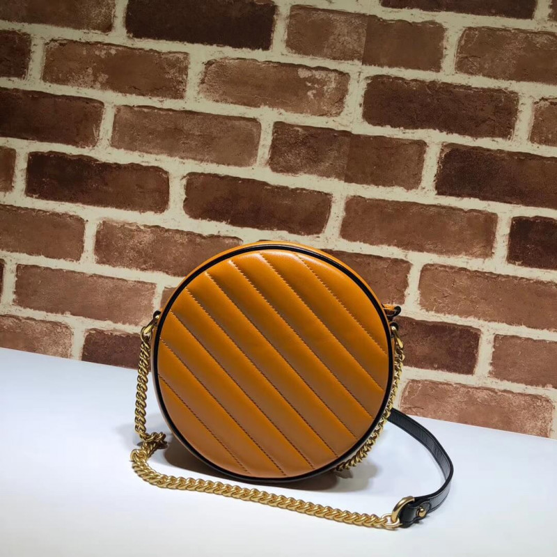 Replica Gucci Gg Marmont Mini Round Shoulder Bag 550154 Cognac