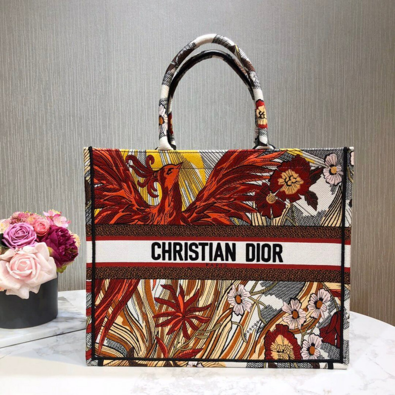 Replica Christian Dior Book Tote Multicolor Phoenix Embroidery M1286