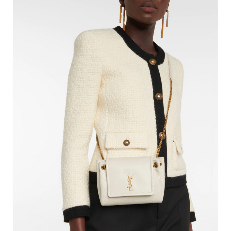 Replica Saint Laurent Nolita Mini Leather Shoulder Bag 672738 White