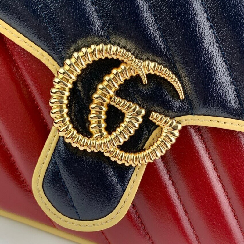 Replica Gucci Gg Marmont Mini Bag 583571 Blue And Red Leather
