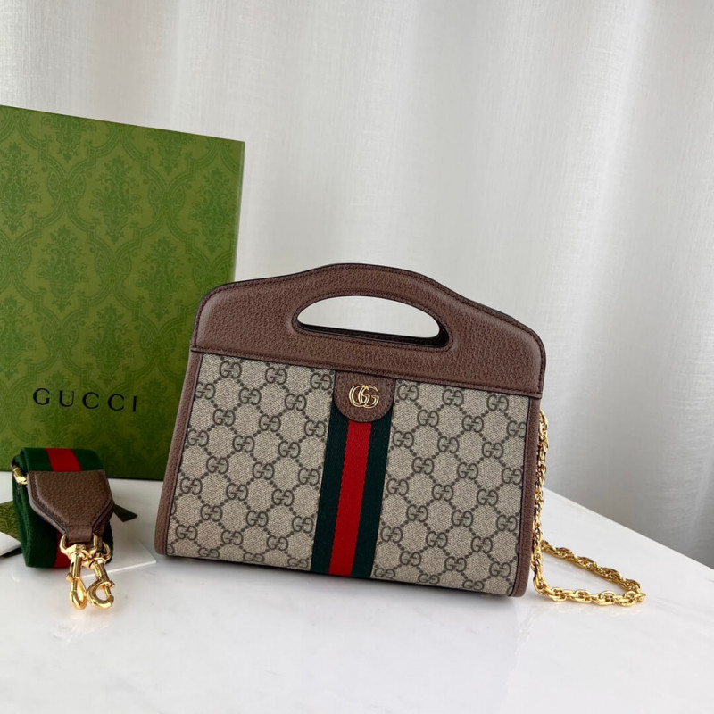 Replica Gucci Ophidia Small Tote With Web 693724 Brown