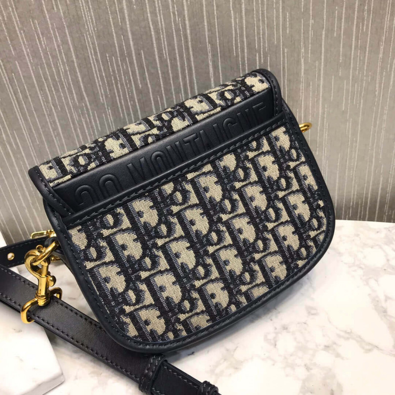 Replica Christian Dior Small Dior Bobby Bag In Blue Dior Oblique Jacquard M9317