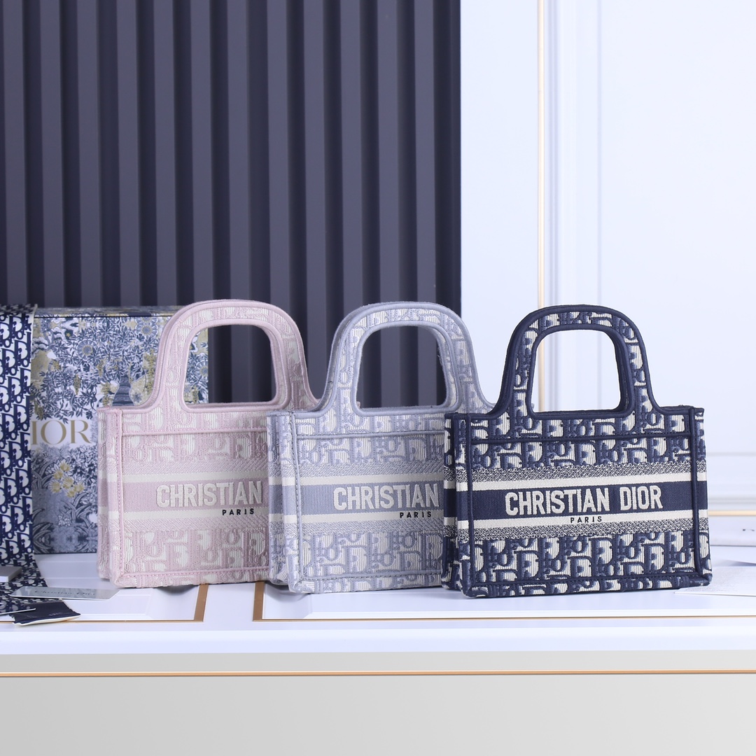 Replica Dior Oblique Embroidery Mini Book Tote