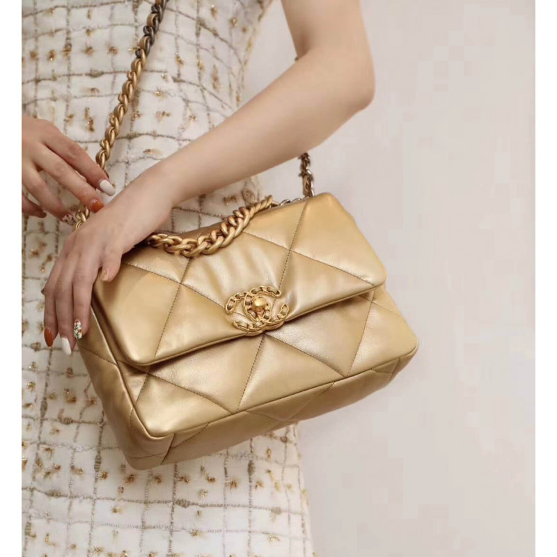 Replica Chanel 19 Flap Bag As1160 Gold