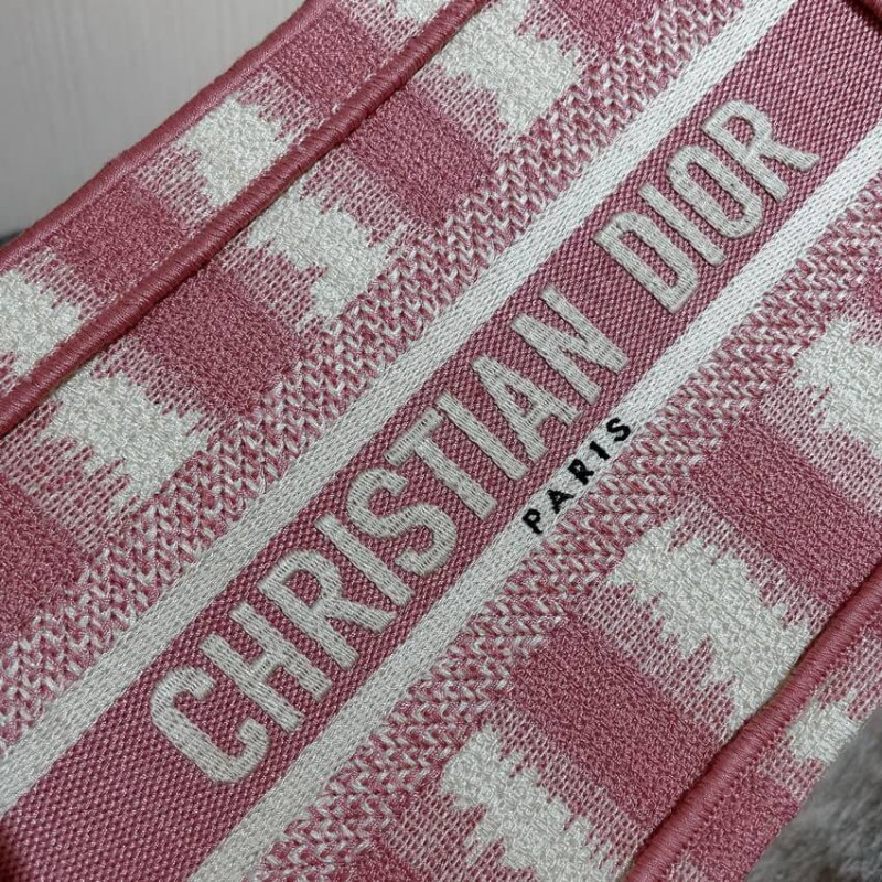 Replica Christian Dior Mini Book Tote Pink D-Stripes Embroidery S5475