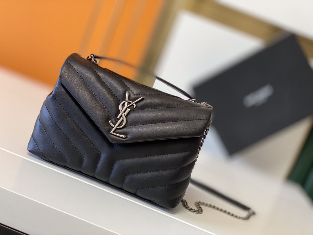 Replica Ysl Loulou Small Bag In Matelasse  Y  Leather- Black/Beige/Red