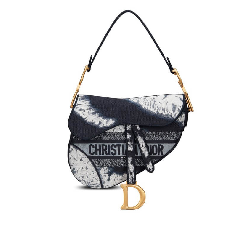 Replica Dior Saddle Bag Blue Multicolor Tie   Dior Embroidery M0446