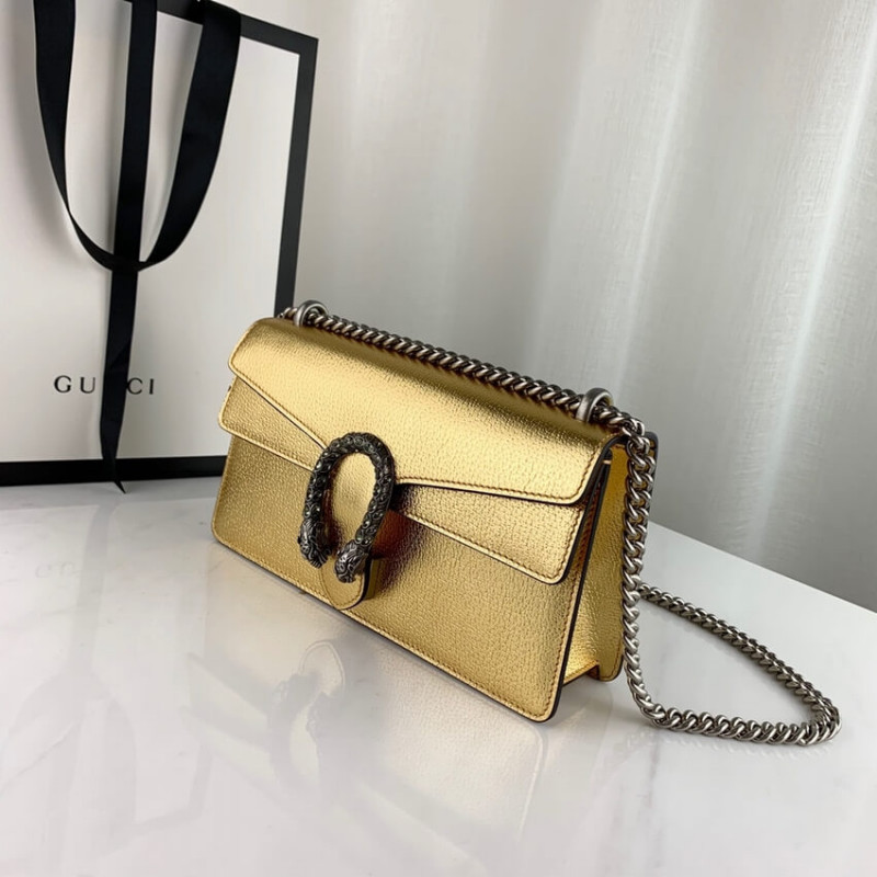 Replica Gucci Dionysus Small Shoulder Bag In Gold Lame Leather 499623