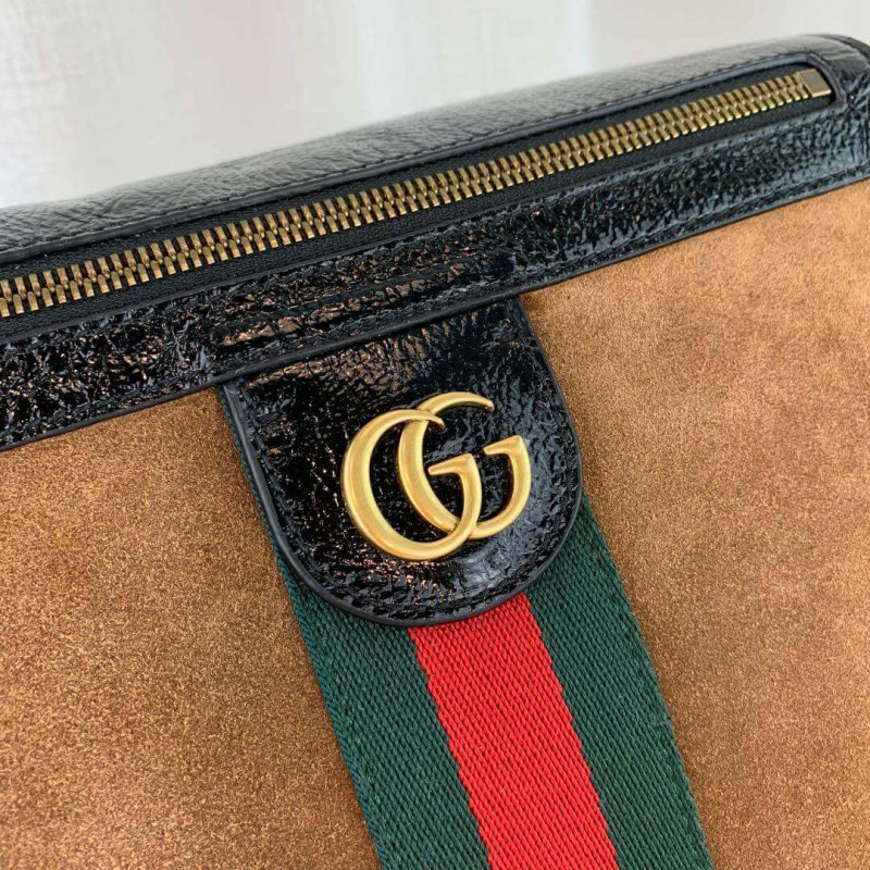 Replica Gucci Ophidia Web Suede Saddle Bag 523658