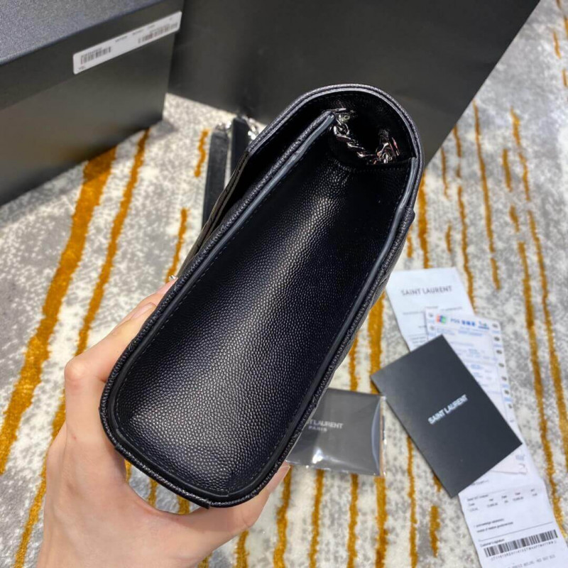 Replica Saint Laurent Grain Leather Envelope Medium Bag 487206 Black