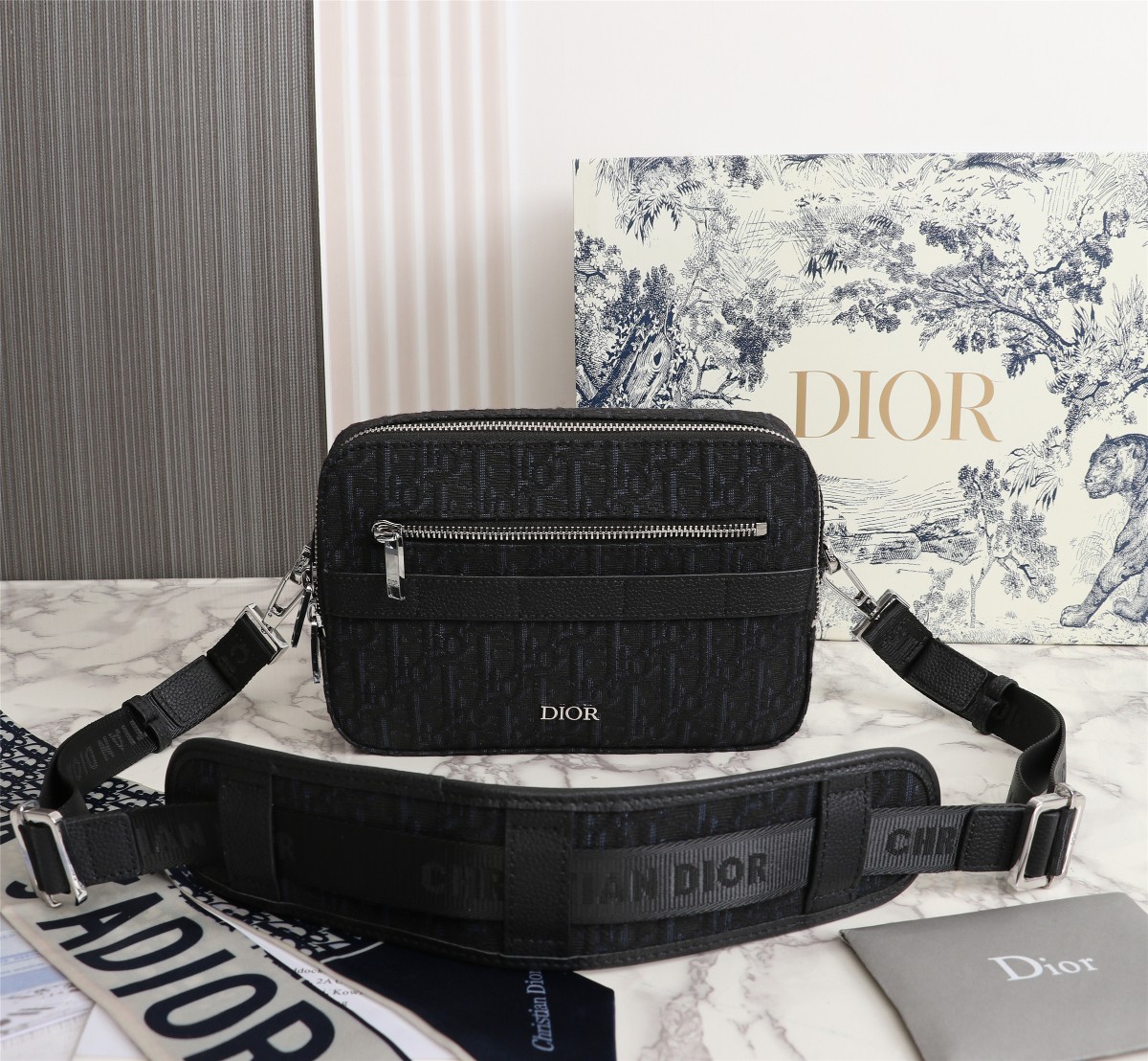 Replica Dior Safari Messenger Bag Black/Beige