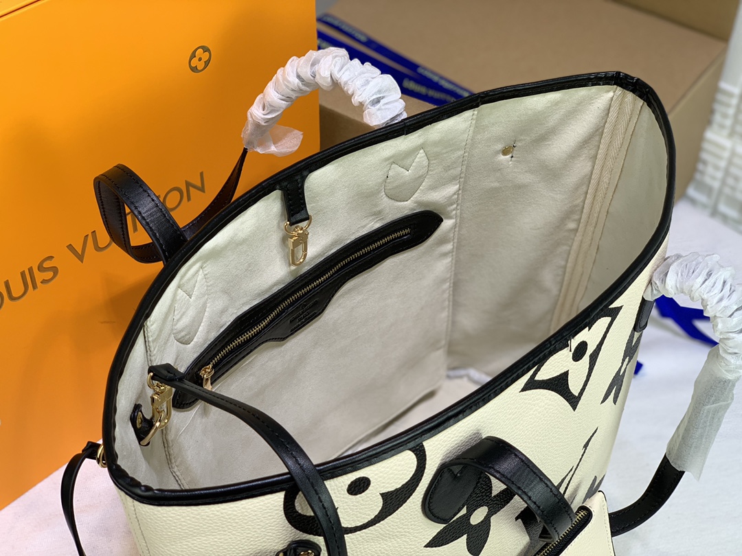 Replica Louis Vuitton Neverfull M45679 Mm Tote Bag White/Black