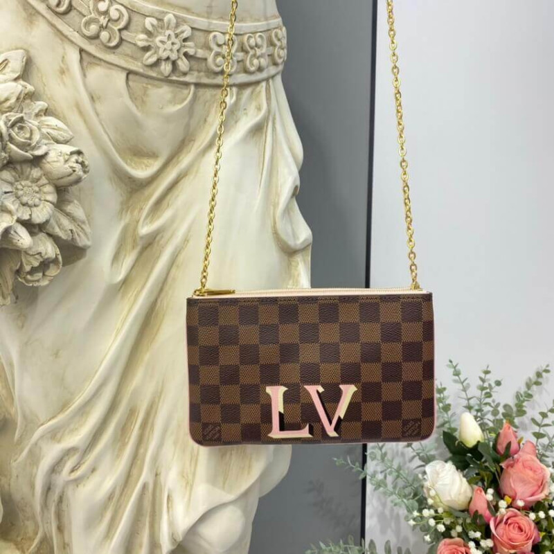 Replica Louis Vuitton Damier Ebene Double Zip Pochette N60254