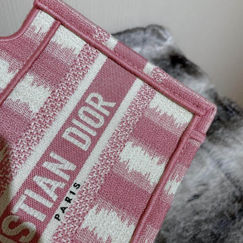 Replica Christian Dior Mini Book Tote Pink D-Stripes Embroidery S5475