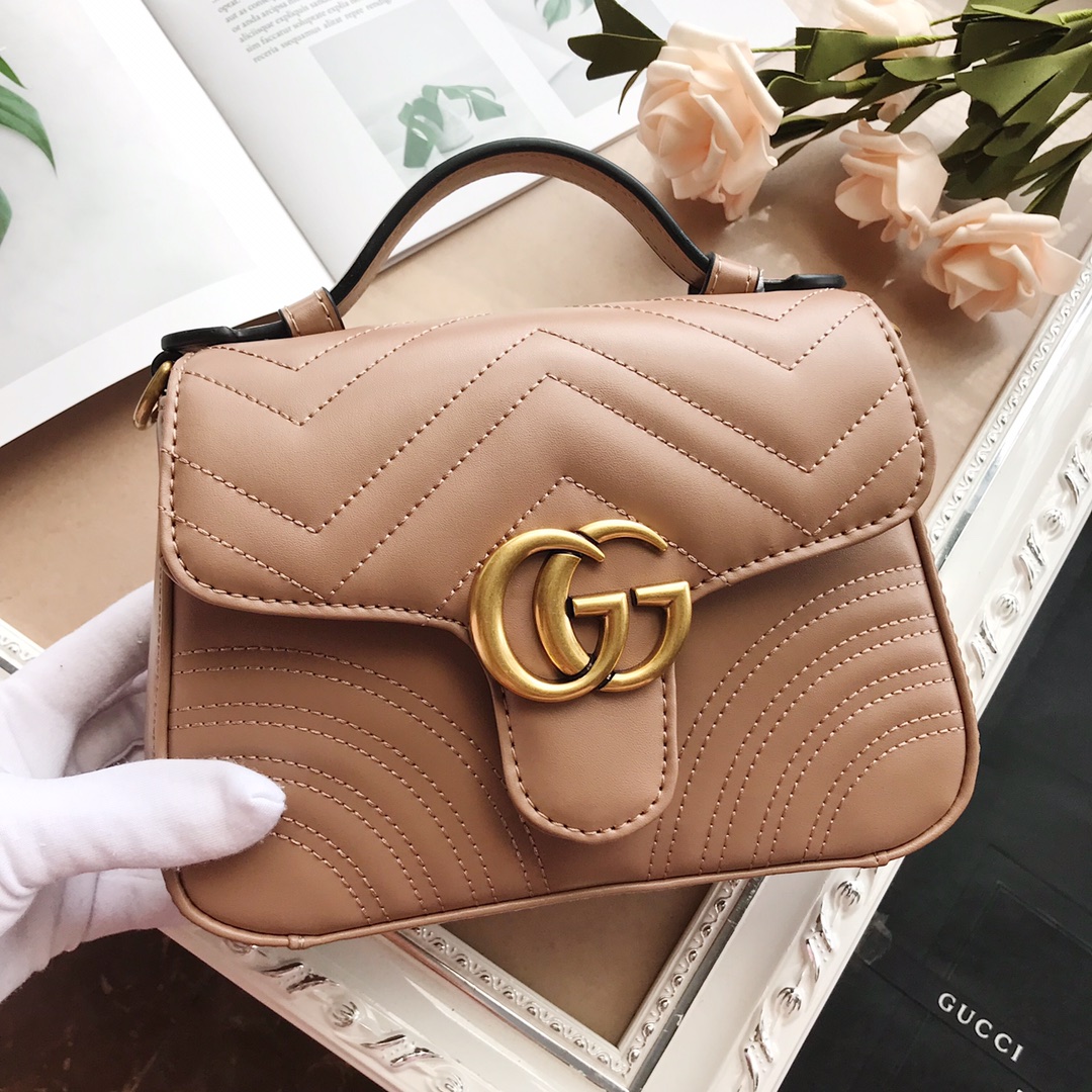 Replica Gucci Marmont Top Handle Bag Black/Brown/Green