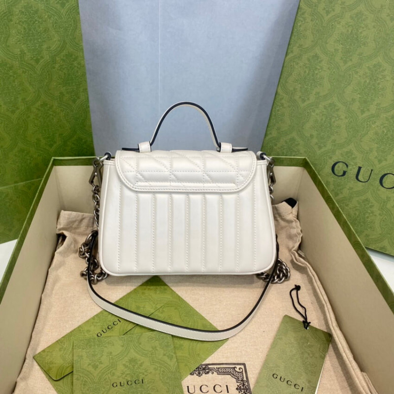Replica Gucci Gg Marmont White Matelasse Leather Mini Top Handle Bag 583571