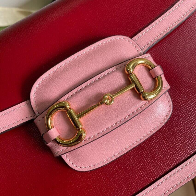 Replica Gucci Horsebit 1955 Small Shoulder Bag 602204 Red And Pink Leather