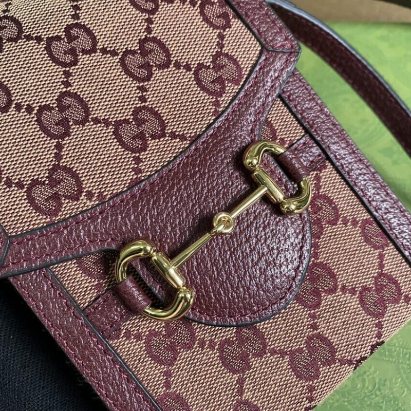 Replica Gucci Horsebit 1955 Mini Bag 625615 In Burgundy Gg Canvas