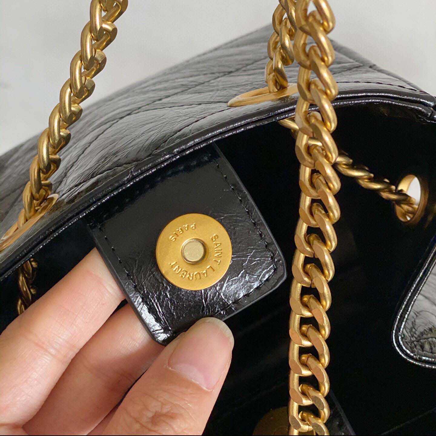 Replica Ysl Black Chain Crossbody Shoulder Bucket Bag