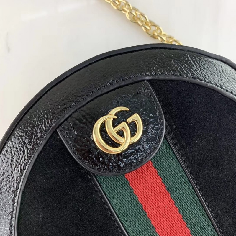 Replica Gucci Suede Ophidia Mini Round Shoulder Bag 550618