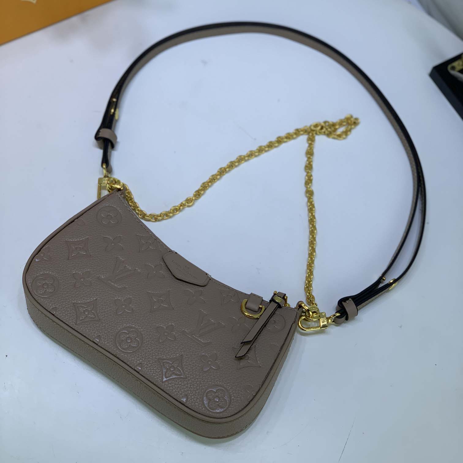 Replica Louis Vuitton Easy Pouch On Strap- Black/Beige/White