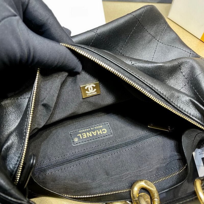 Replica Chanel Black Calfskin Leathe Hobo Bag As2910