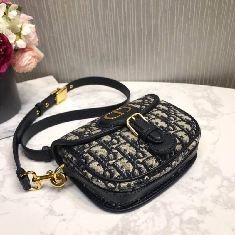 Replica Christian Dior Small Dior Bobby Bag In Blue Dior Oblique Jacquard M9317
