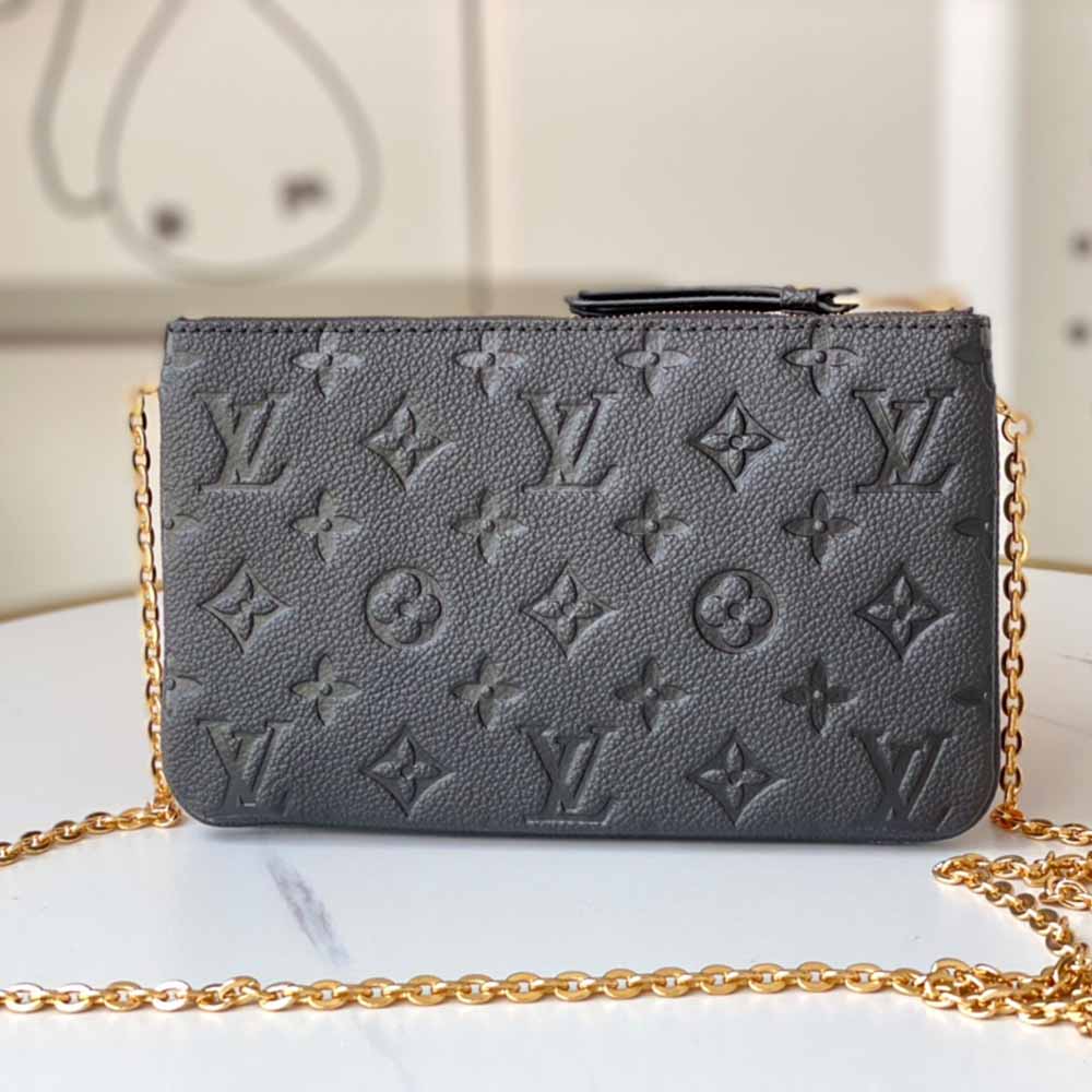 Replica Louis Vuitton Aaa- Double Zip Pochette M68568 Black/Blue