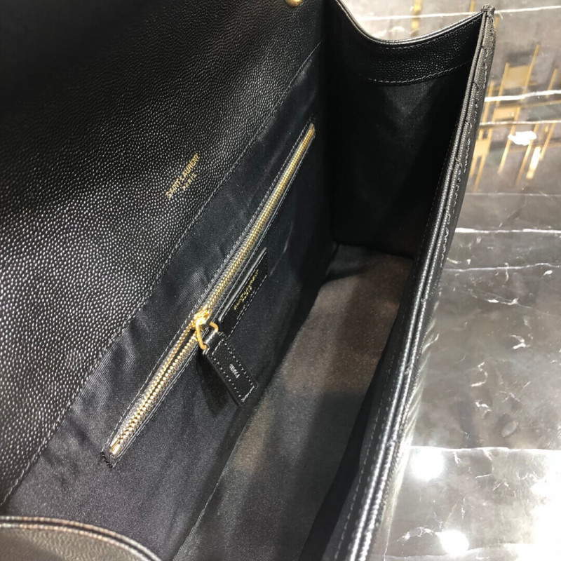 Replica Saint Laurent Grain Leather Large Envelope Chain Bag 396910 Black
