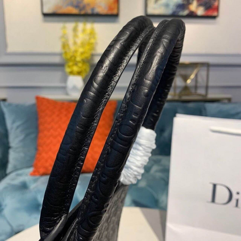 Replica Christian Dior Oblique Embossed Calfskin Leather Book Tote M1296