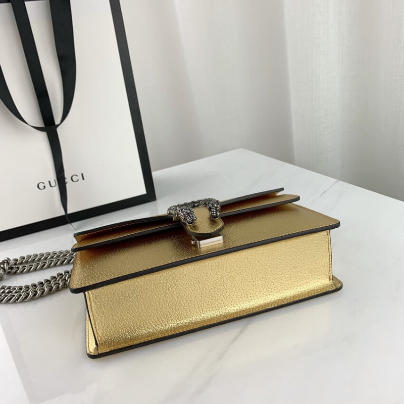 Replica Gucci Dionysus Small Shoulder Bag In Gold Lame Leather 499623