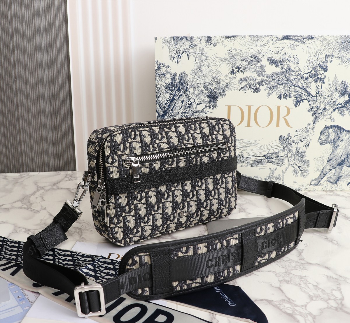 Replica Dior Safari Messenger Bag Black/Beige