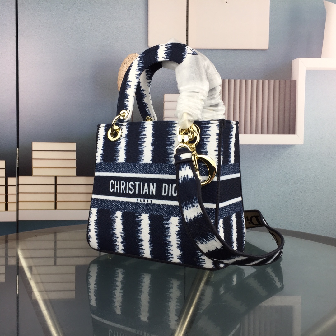 Replica Dior Medium Lady D-Lite Bag Blue/Red/O