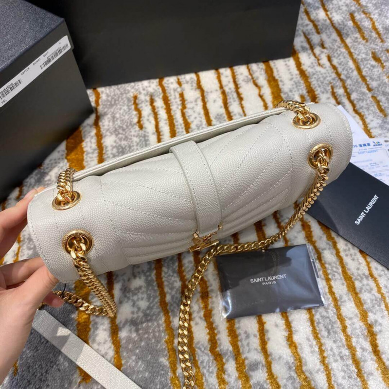 Replica Saint Laurent Grain Leather Envelope Medium Bag 487206 White