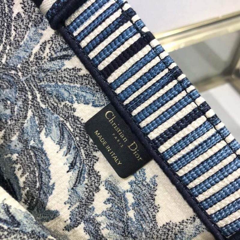 Replica Dior Book Tote In Blue Palms Embroidery M1286