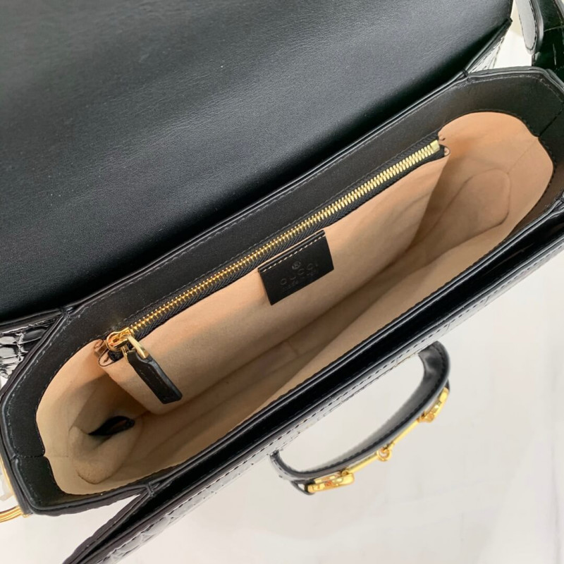 Replica Gucci 1955 Horsebit Crocodile Shoulder Bag 602204