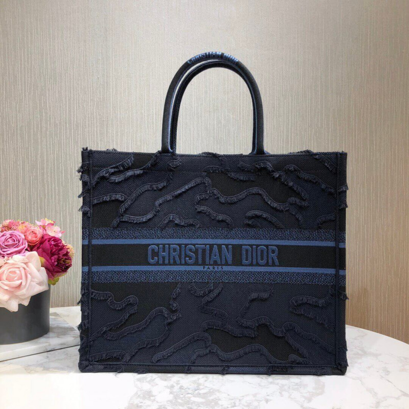 Replica Christian Dior Book Tote Blue Camouflage Embroidery M1286