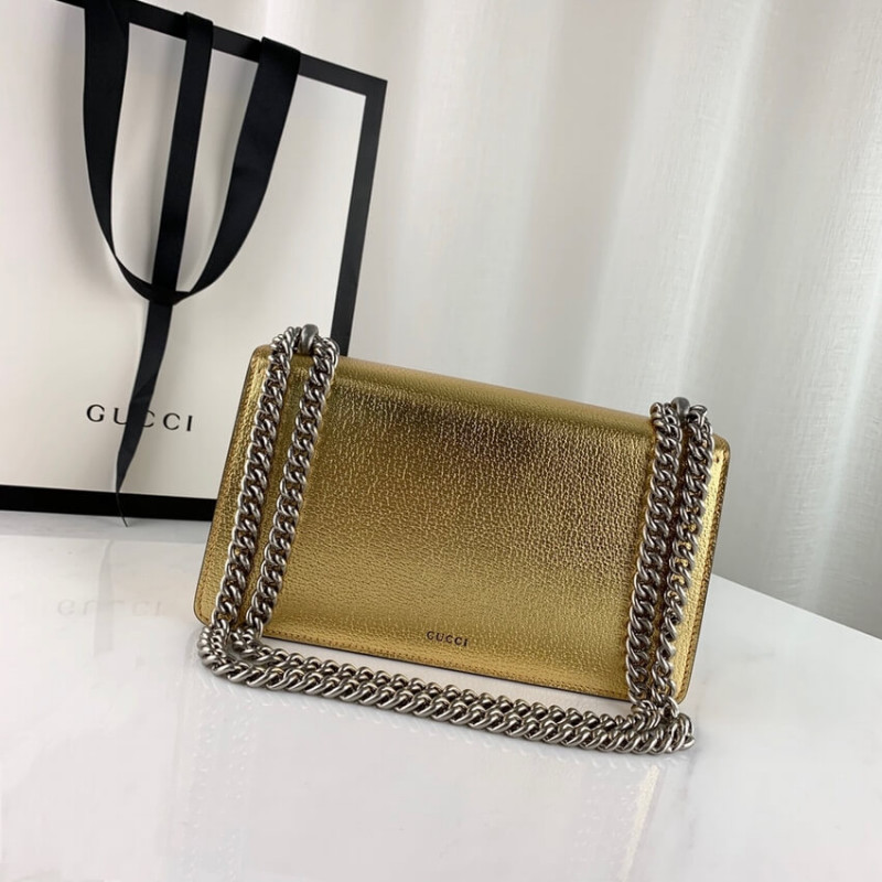 Replica Gucci Dionysus Small Shoulder Bag In Gold Lame Leather 499623