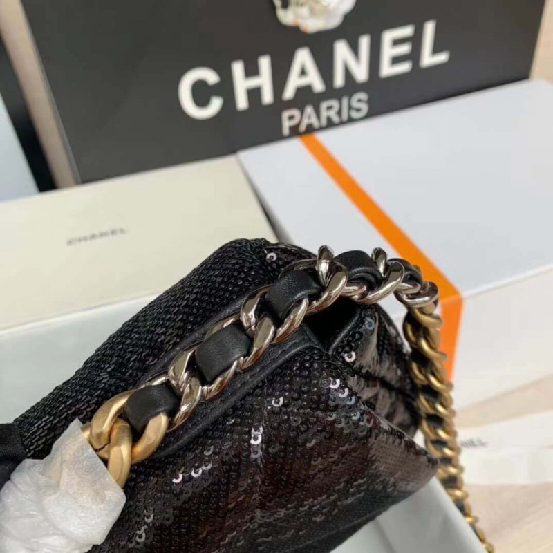 Replica Chanel 19 Flap Bag In Tweed Sequins As1160