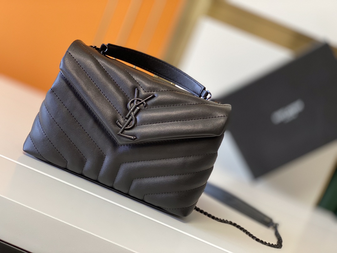 Replica Ysl Loulou Small Bag In Matelasse  Y  Leather- Black/Beige/Red