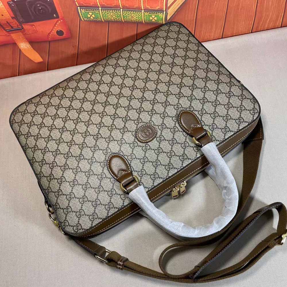 Replica Gucci Business Case With Interlocking G Black/Grey 674140