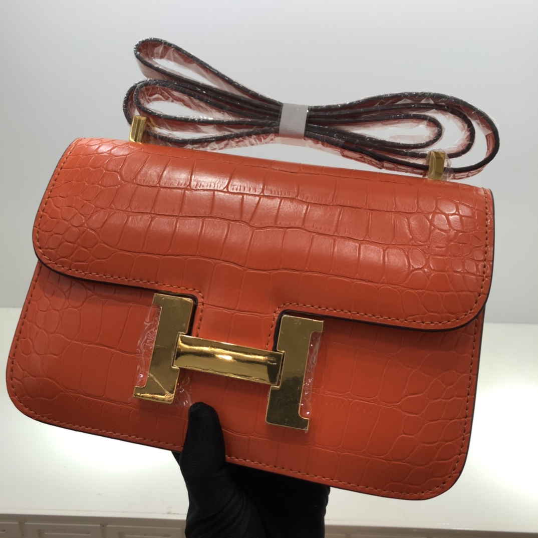 Replica Hermes Constance Crocodile Leather Pattern Cross Body Bag