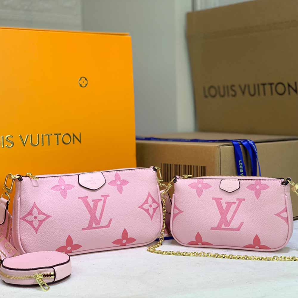 Replica Louis Vuitton Multi Pochette Accessoires-M44823 Pink/Blue/Beige
