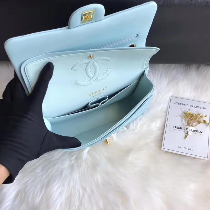 Replica Chanel 1112 Tiffany Blue Medium Size 2.55 Lambskin Leather Flap Bag