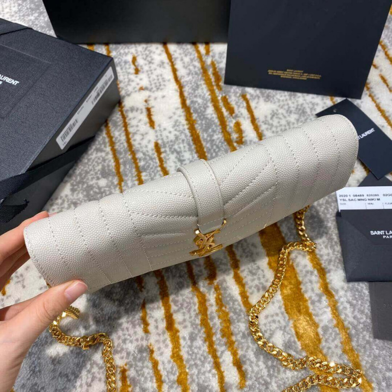 Replica Ysl Saint Laurent Monogram Chain Wallet In Mix Matelasse Grain Leather 620280