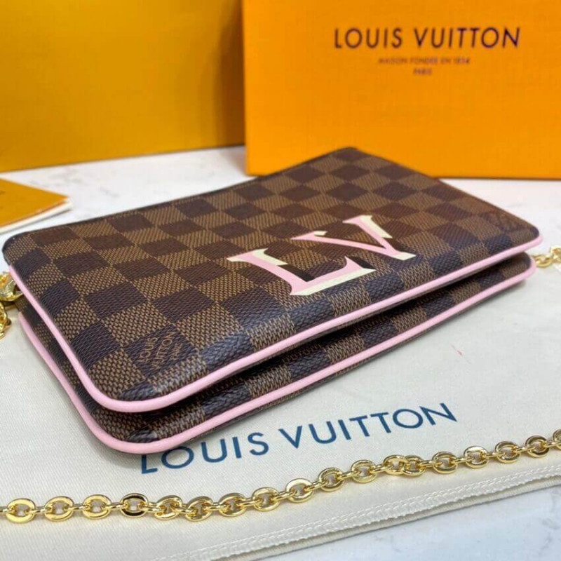 Replica Louis Vuitton Damier Ebene Double Zip Pochette N60254