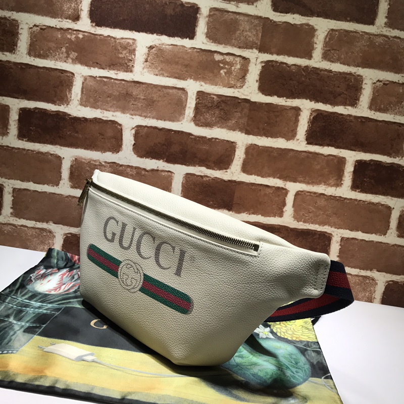 Replica Gucci Leather Belt Bag 493869 Black/White