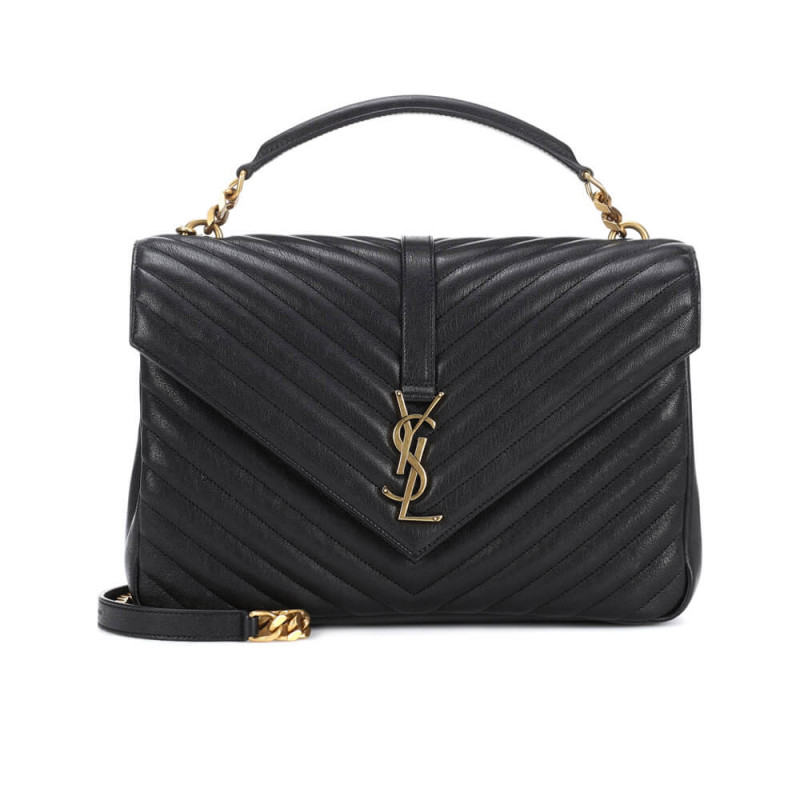 Replica Ysl Saint Laurent Sheepskin Matelasse Chevron Monogram Large College Satchel 392738 Black