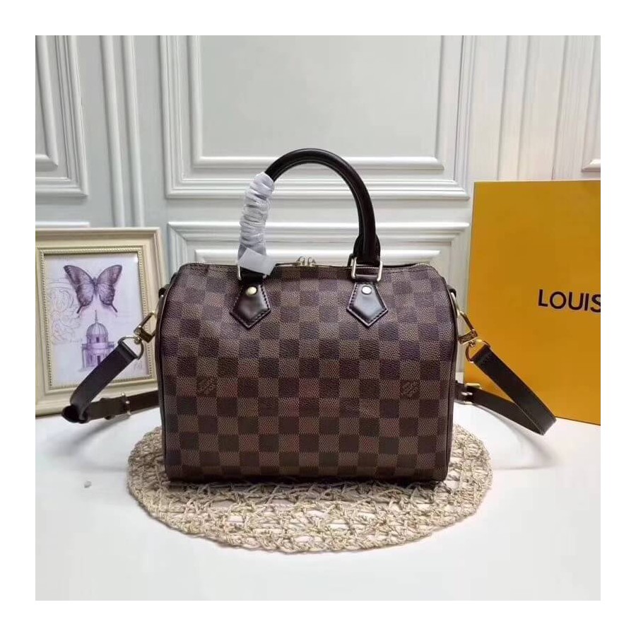 Replica Louis Vuitton Damier Ebene Canvas Speedy Bandouliere 25 N41368
