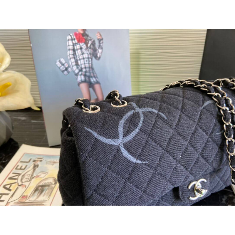 Replica Chanel Denim Classic Flap Jumbo Large Bag As2072
